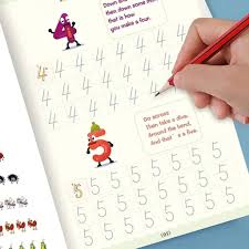 Magic Practice Copybook, (4 BOOK + 10 REFILL+ 1 Pen +1 Grip) Number Tracing Book for Preschoolers with Pen, Magic Calligraphy Copybook Set